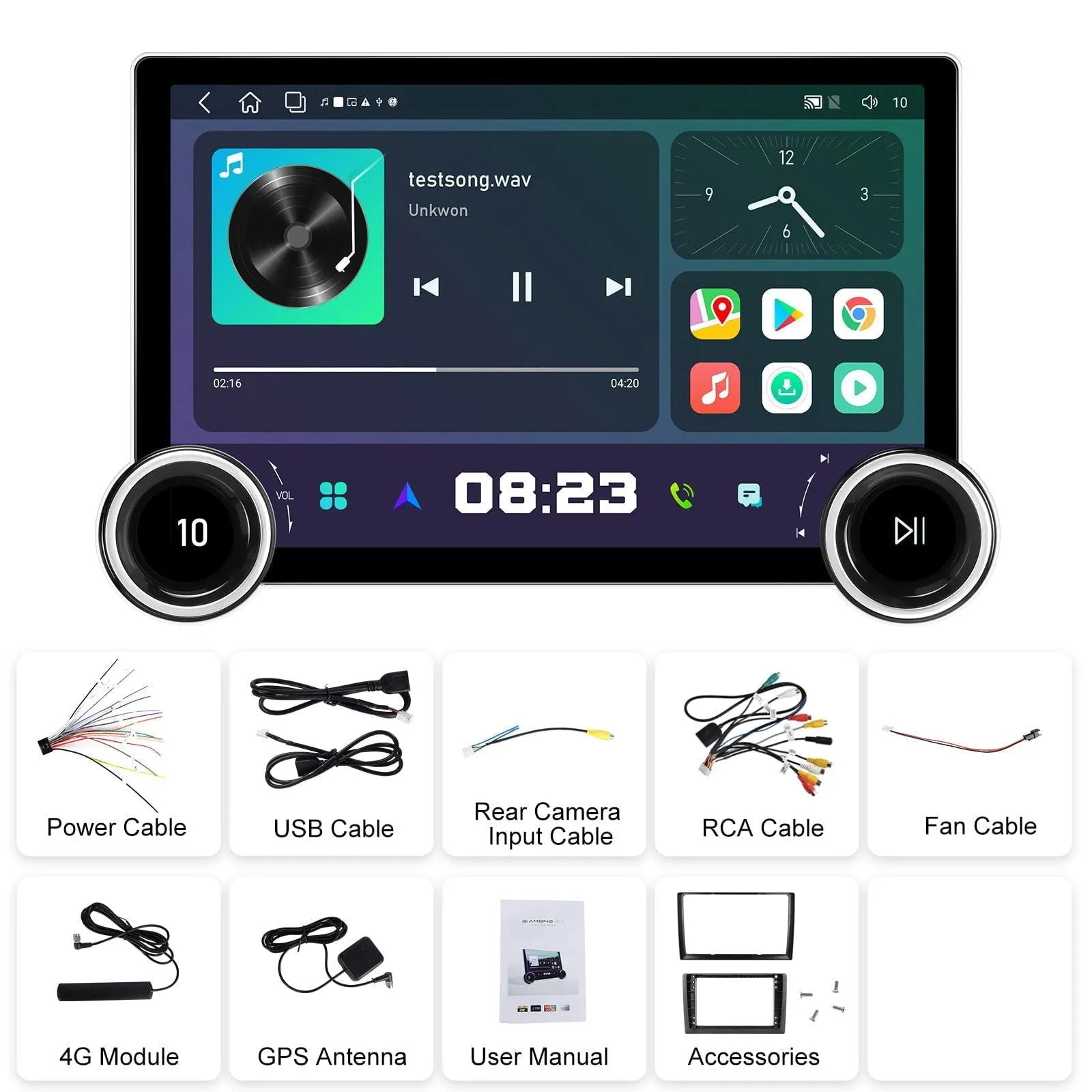 11.8inch Wireless Android Navigation Double Knob Player