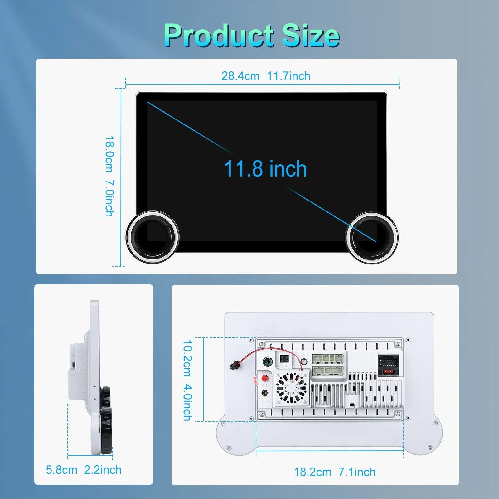 11.8inch Wireless Android Navigation Double Knob Player