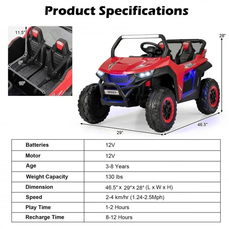 12V 2-Seater Kids Ride on UTV with Slow Start Function and Music Player - Red