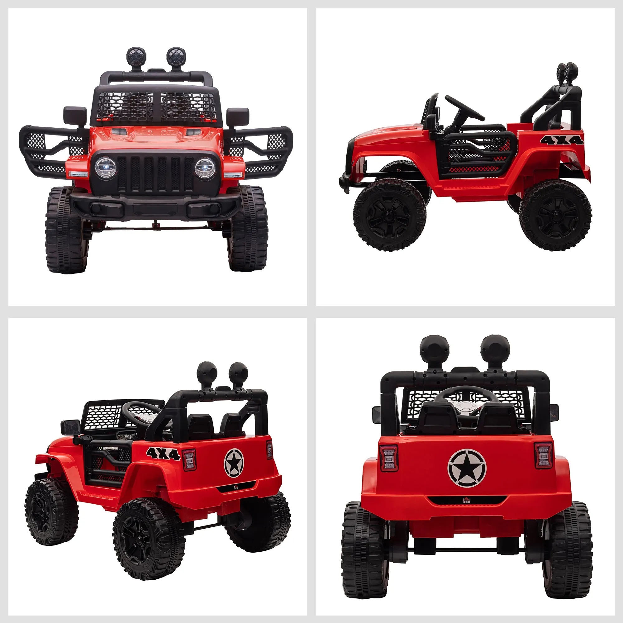 12V Battery-powered 2 Motors Kids Electric Ride On Car Truck Off-road Toy with Parental Remote Control Horn Lights for 3-6 Years Old Red