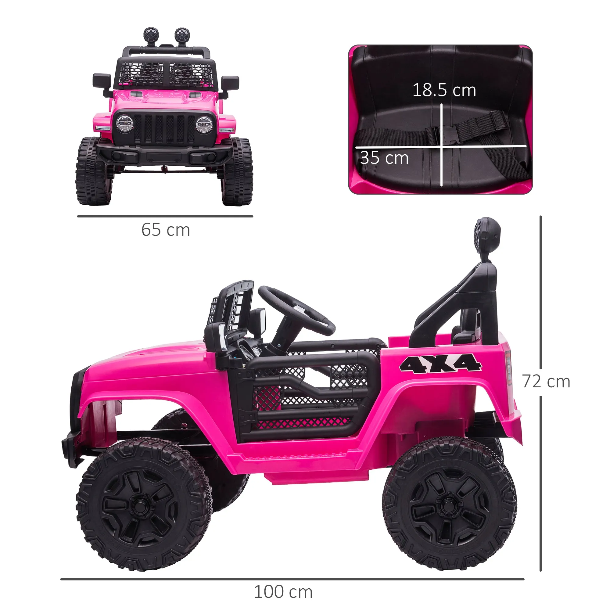 12V Battery-powered 2 Motors Kids Electric Ride On Car Truck Off-road Toy with Parental Remote Control Horn Lights Suspension Wheels Pink