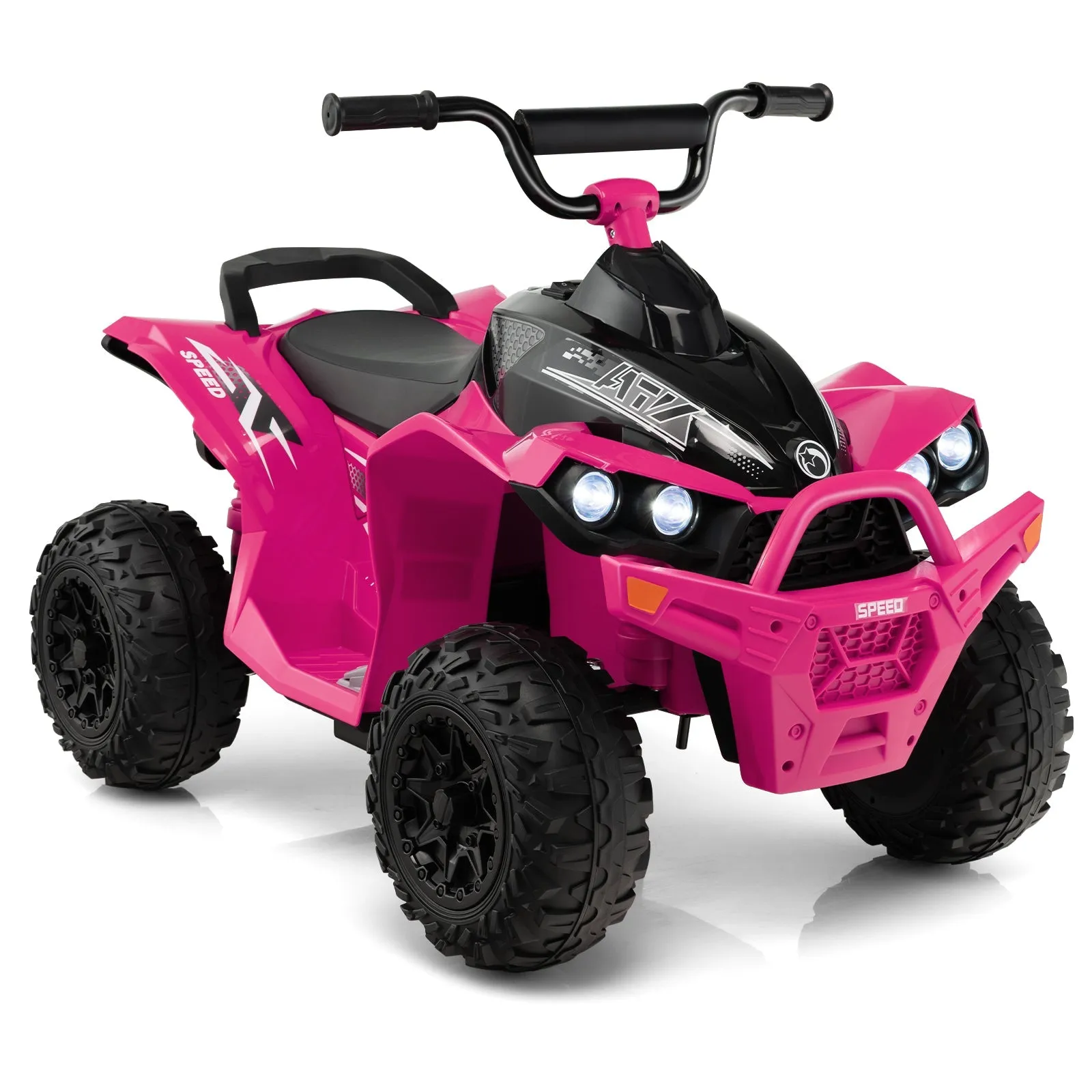 12V Kids Ride On ATV with 2 Speeds and LED Lights-Pink