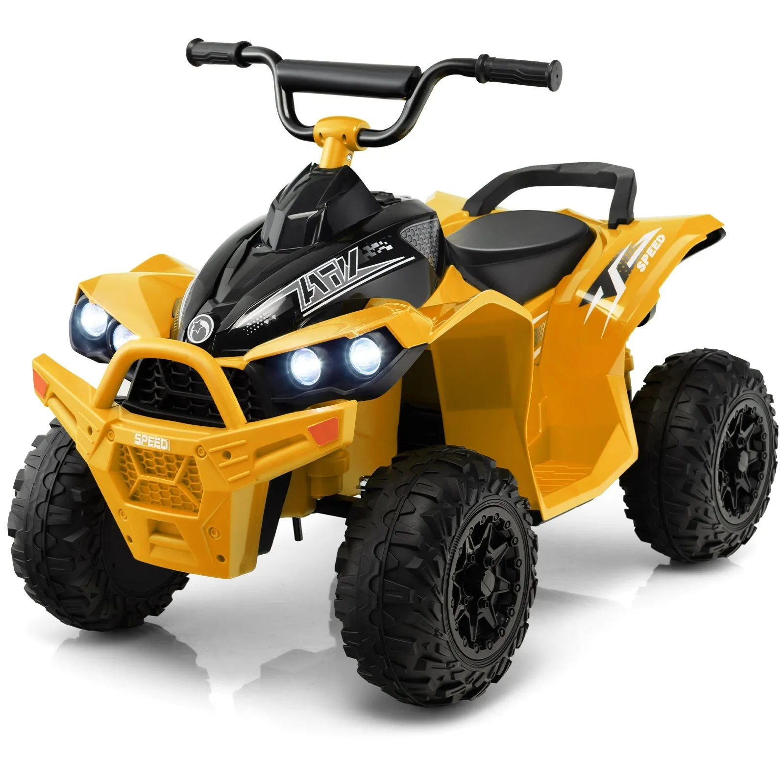 12V Kids Ride On ATV with 2 Speeds and LED Lights-Yellow