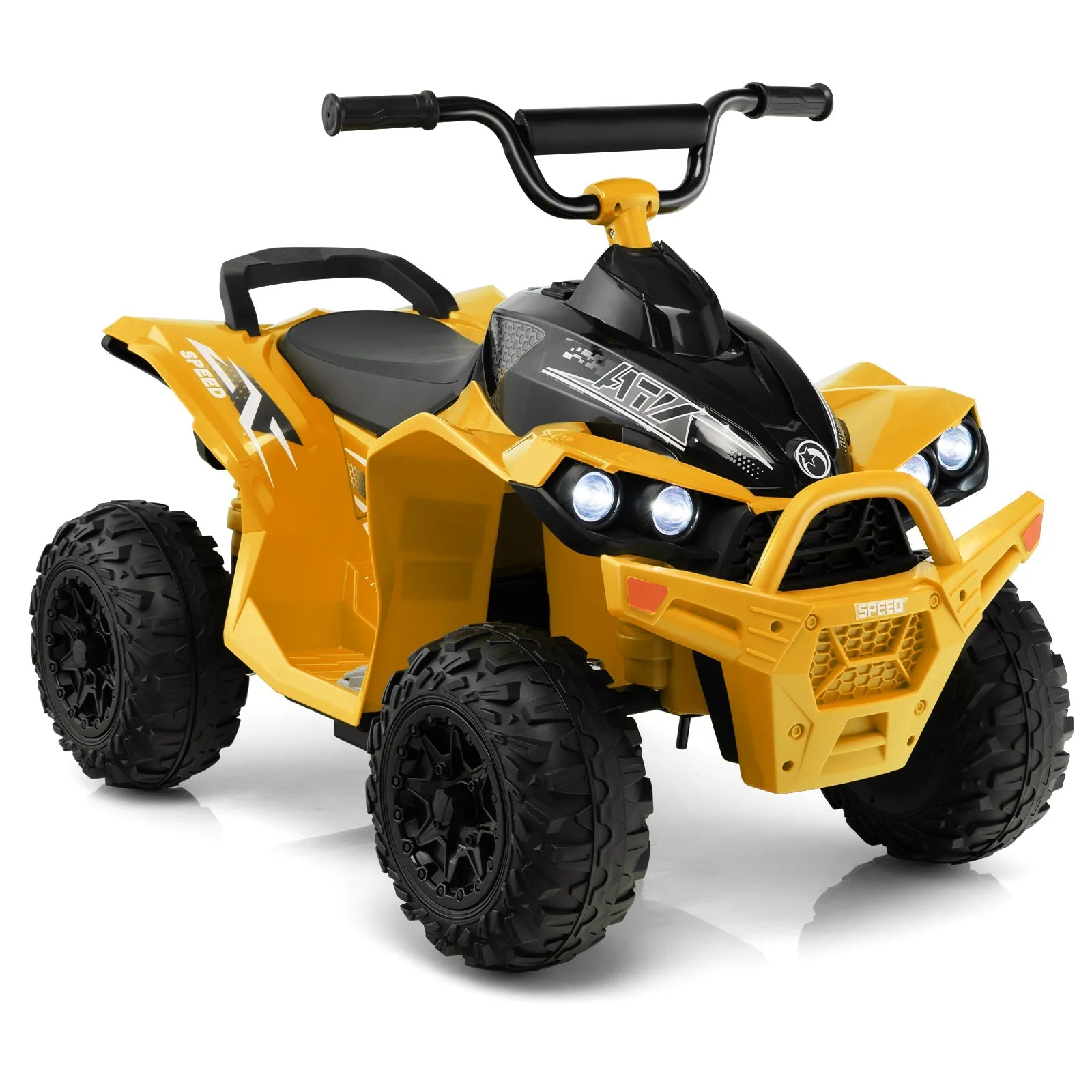 12V Kids Ride On ATV with 2 Speeds and LED Lights-Yellow