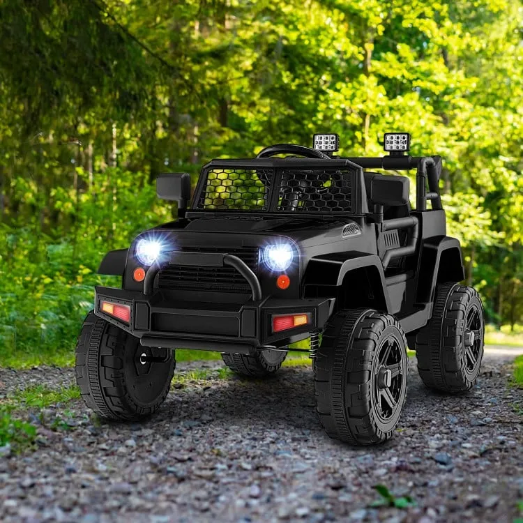 12V Kids Ride On Truck with Remote Control and Headlights - Black