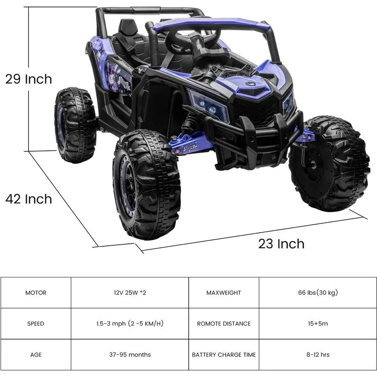 12V Kuromi Adventure UTV Ride On Toy Car with Remote Control