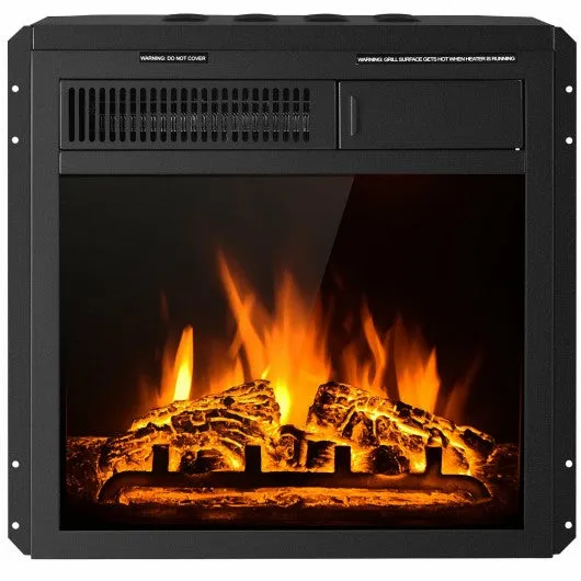 18" Electric Fireplace Insert Freestanding and Recessed Heater Log Flame Remote