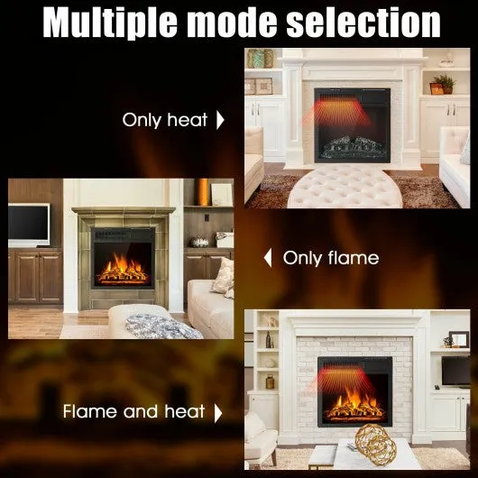 18" Electric Fireplace Insert Freestanding and Recessed Heater Log Flame Remote