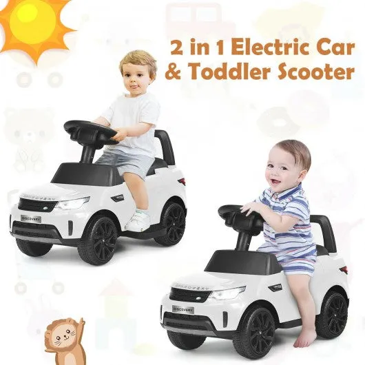 2-in-1 6V Land Rover Licensed Kids Ride On Car-White