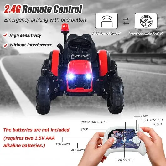 2 in 1 Electric 12V Kids Ride on Car Tractor w/Remote Control LED Light Horn-Red