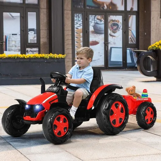 2 in 1 Electric 12V Kids Ride on Car Tractor w/Remote Control LED Light Horn-Red