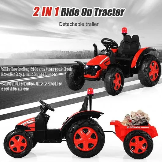 2 in 1 Electric 12V Kids Ride on Car Tractor w/Remote Control LED Light Horn-Red