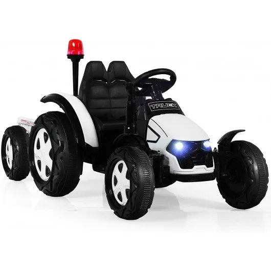 2 in 1 Electric 12V Kids Ride on Car Tractor w/Remote Control LED Light Horn-WH