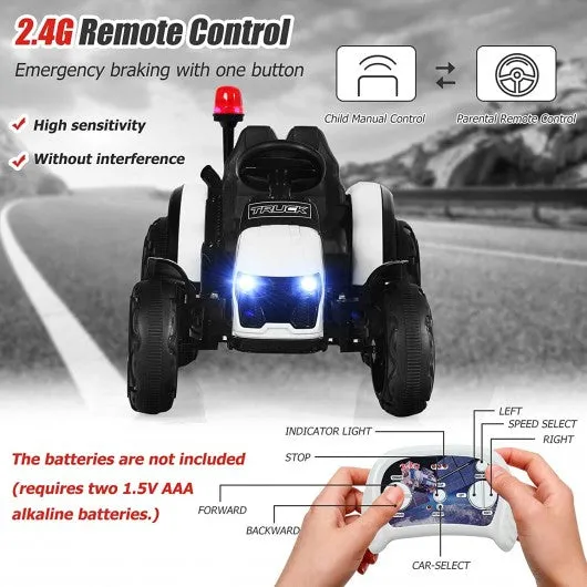 2 in 1 Electric 12V Kids Ride on Car Tractor w/Remote Control LED Light Horn-WH