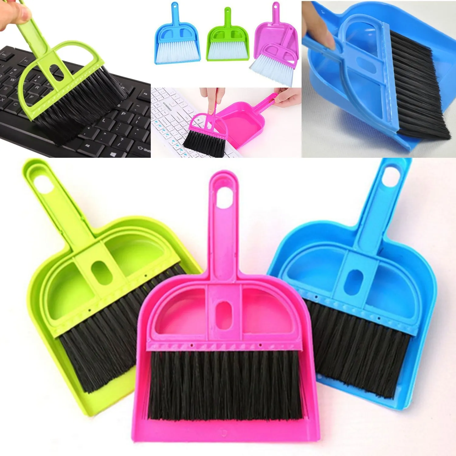 2213 Mini Dustpan with Brush Broom Set for Multipurpose Cleaning - 2 pcs