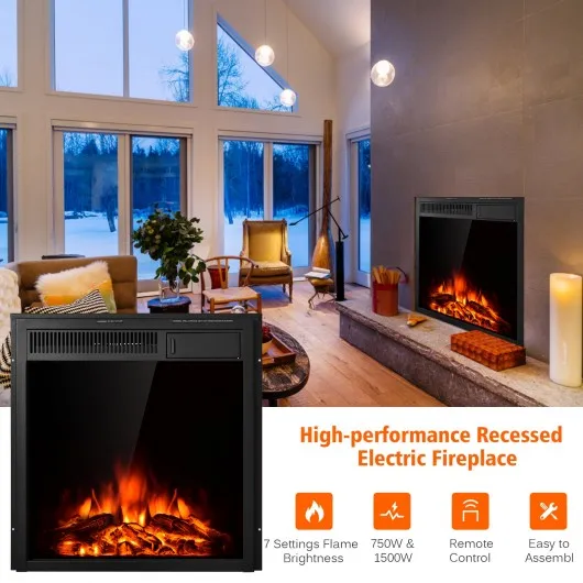 22.5" Electric Fireplace Insert Freestanding and Recessed Heater