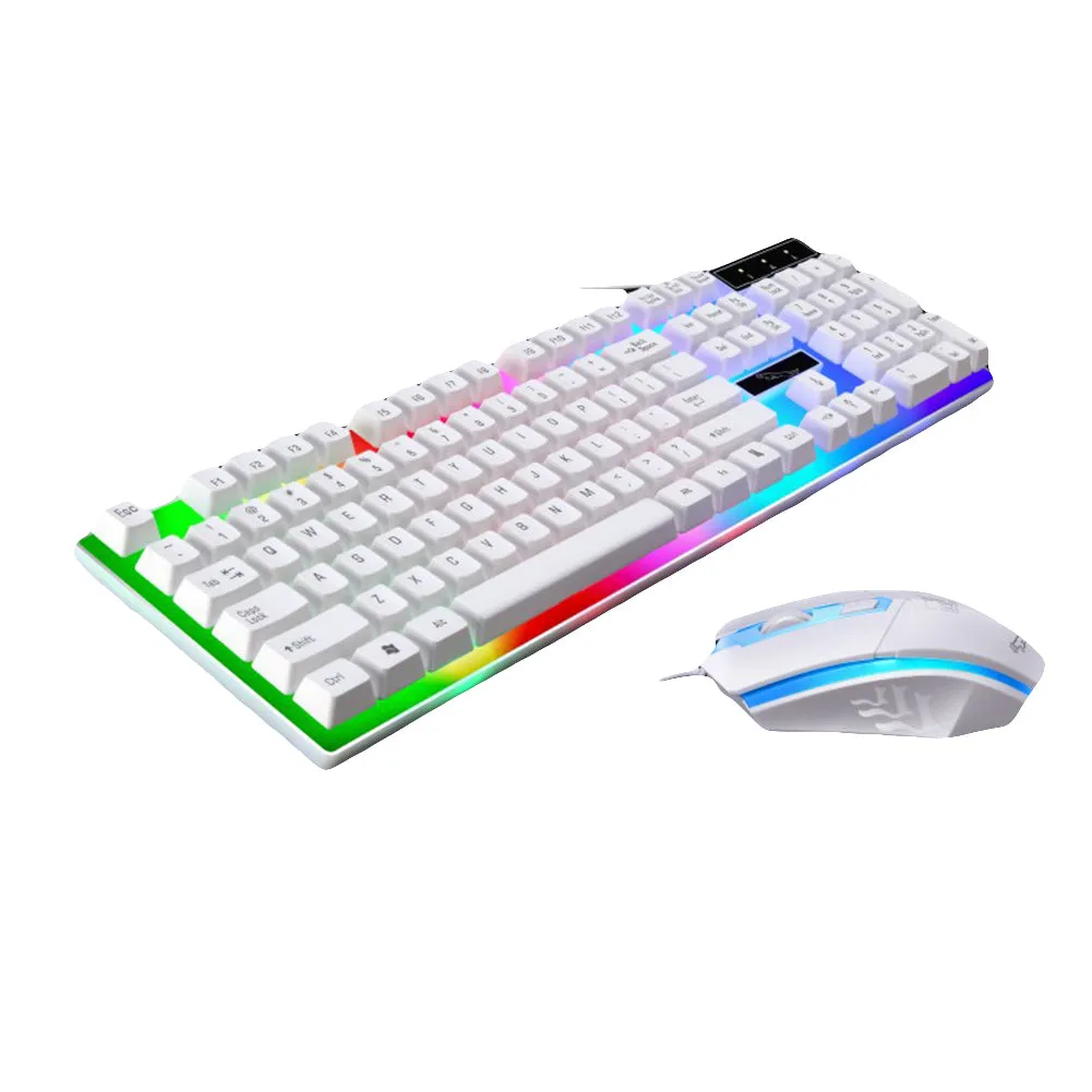 2Pcs Ergonomic LED Backlight Wired Gaming Wrist Rest Keyboard Gaming Mouse Set