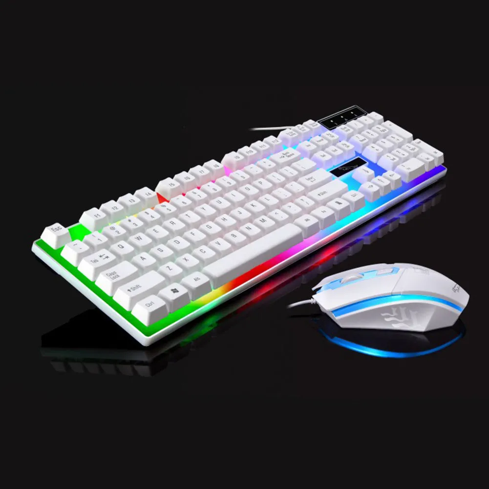 2Pcs Ergonomic LED Backlight Wired Gaming Wrist Rest Keyboard Gaming Mouse Set