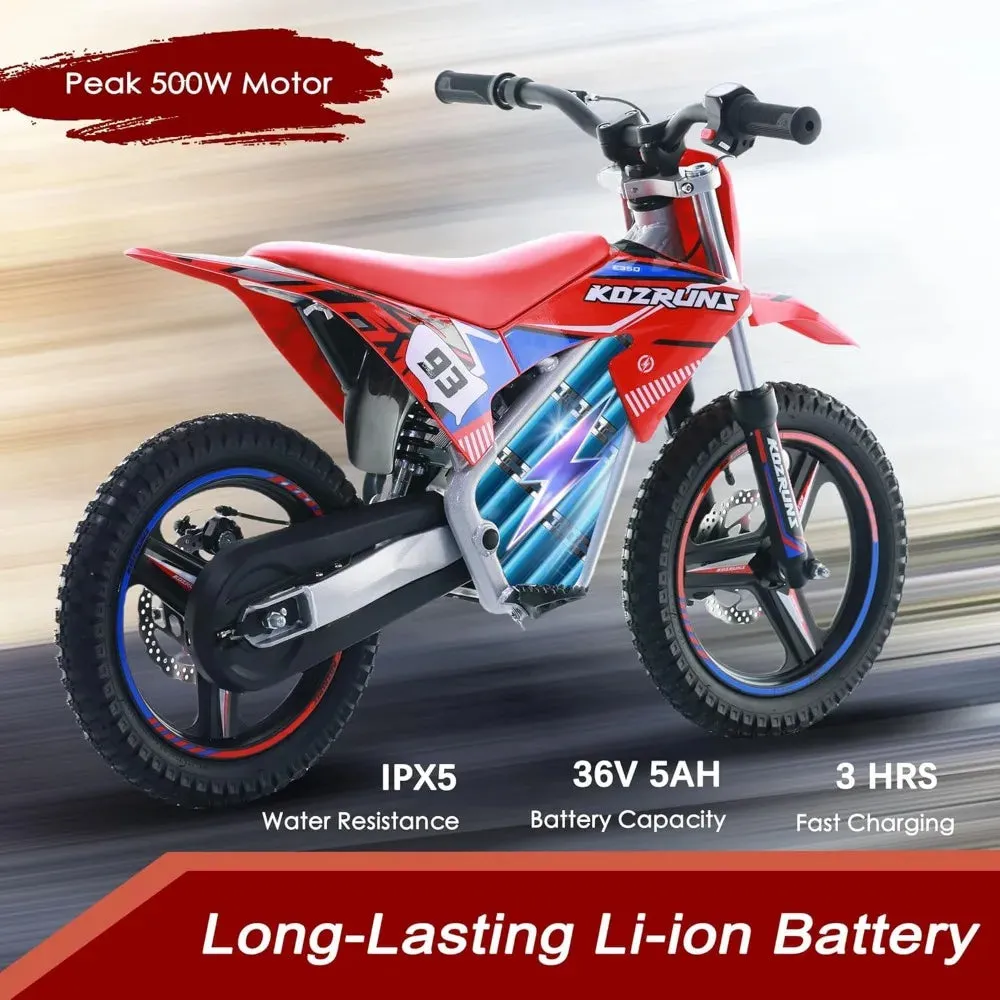 36V Electric Dirt Bike for Kids - Brushless 350W Motor, 3-Speed Settings - FunRide