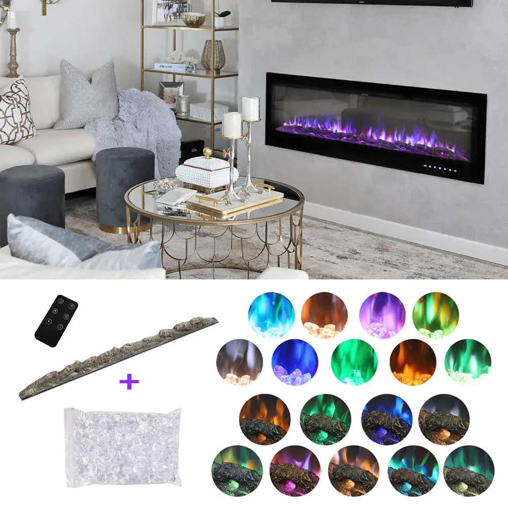 70/80 Inch Electric Fireplace Modern 9 Colour LED Flame Effect Heater