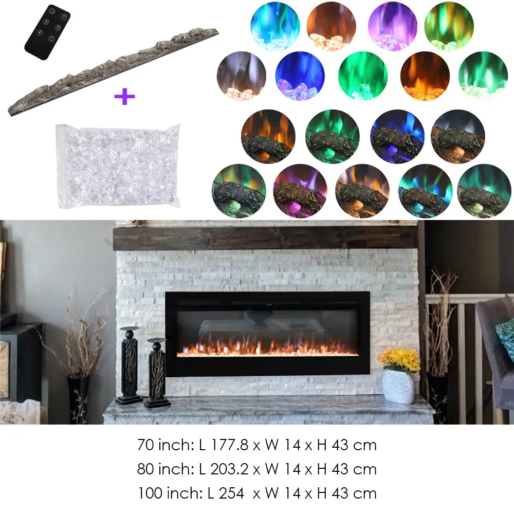 70/80 Inch Electric Fireplace Modern 9 Colour LED Flame Effect Heater