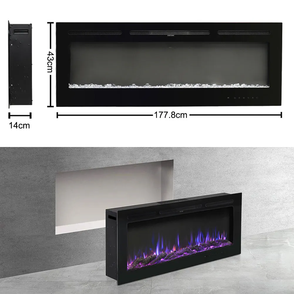 70/80 Inch Electric Fireplace Modern 9 Colour LED Flame Effect Heater