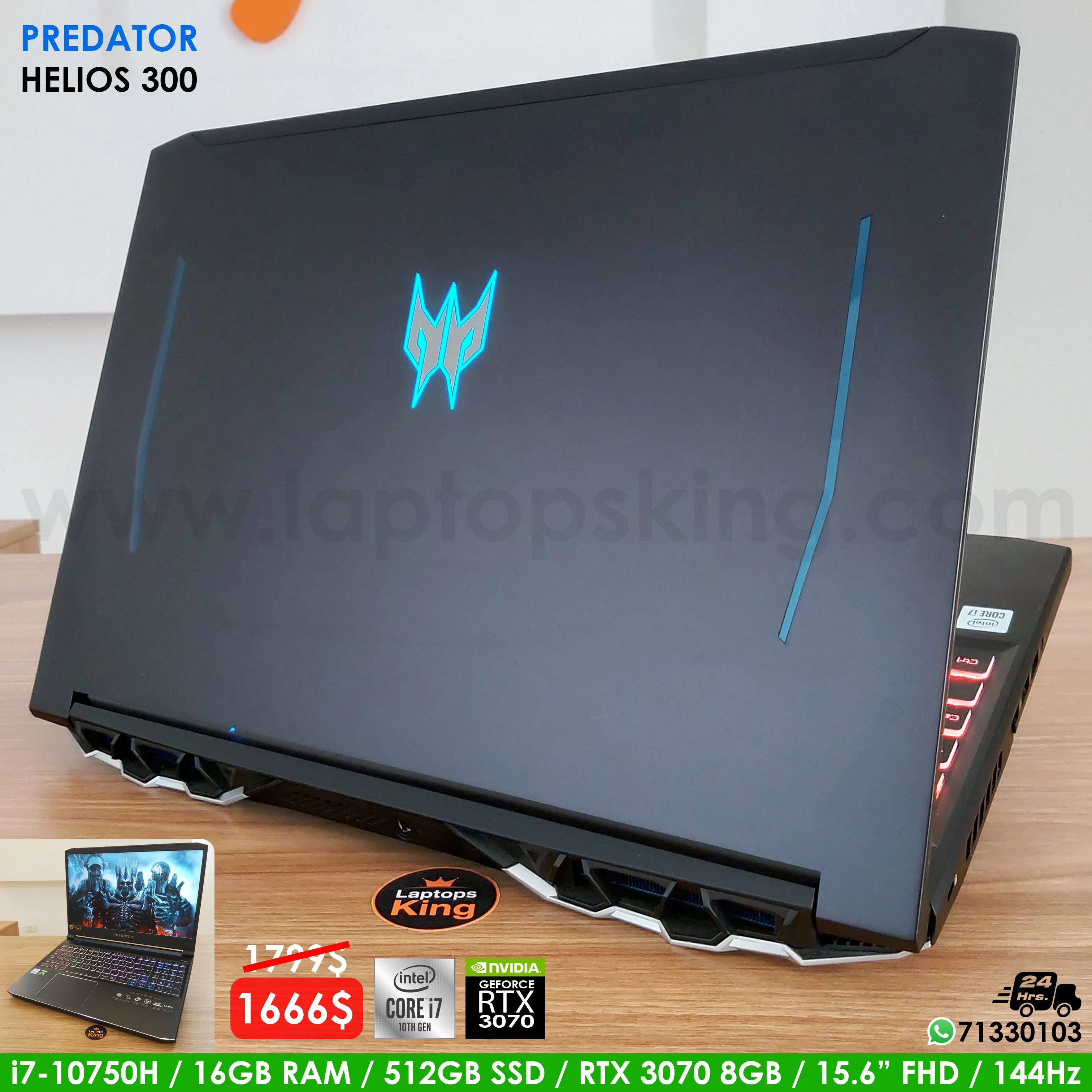 Acer Predator Helios 300 PH315-53 i7-10750h Rtx 3070 144hz Gaming Laptop (Open Box)