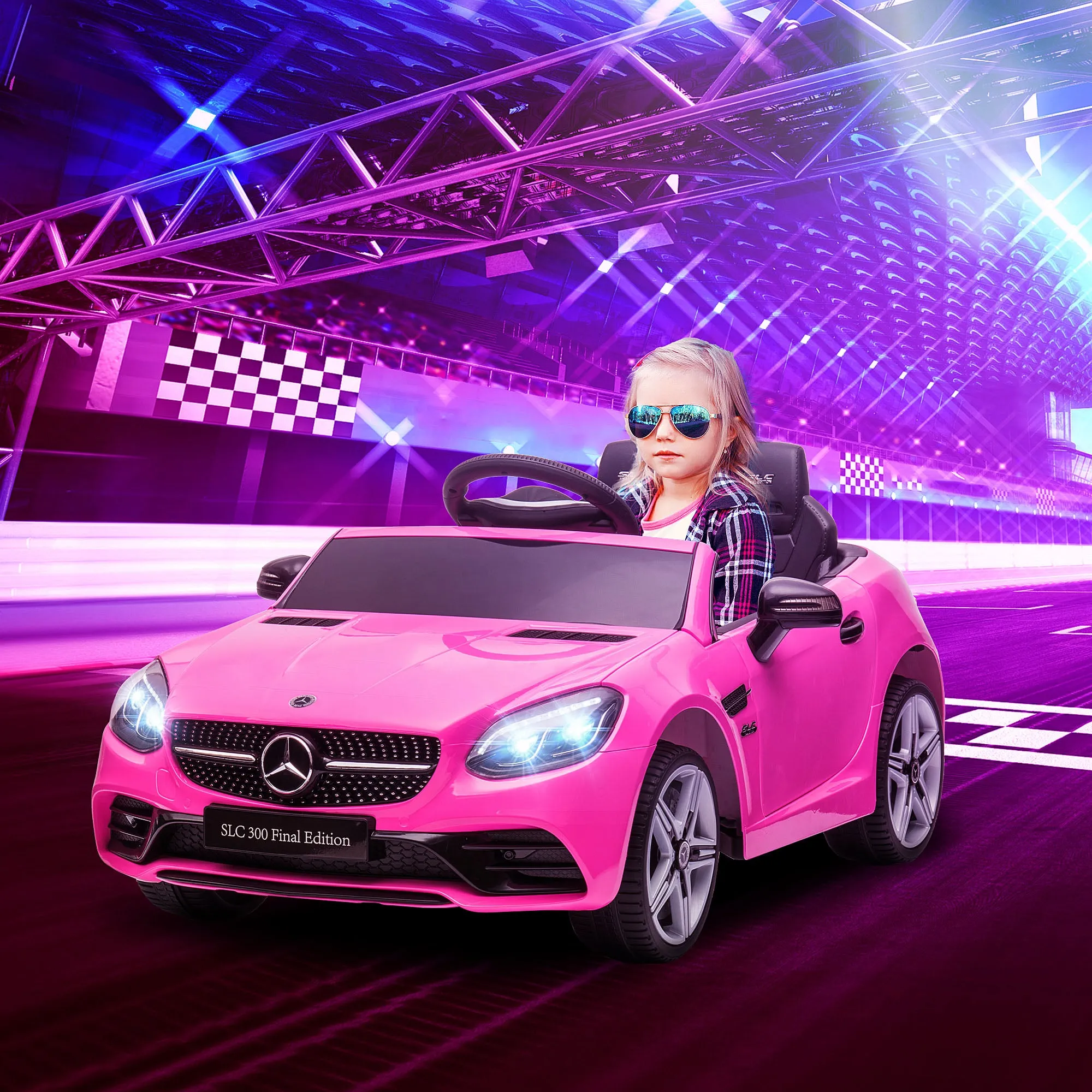 Aiya Play Kids Electric Ride On Car Mercedes Benz SLC 300 12v - Pink