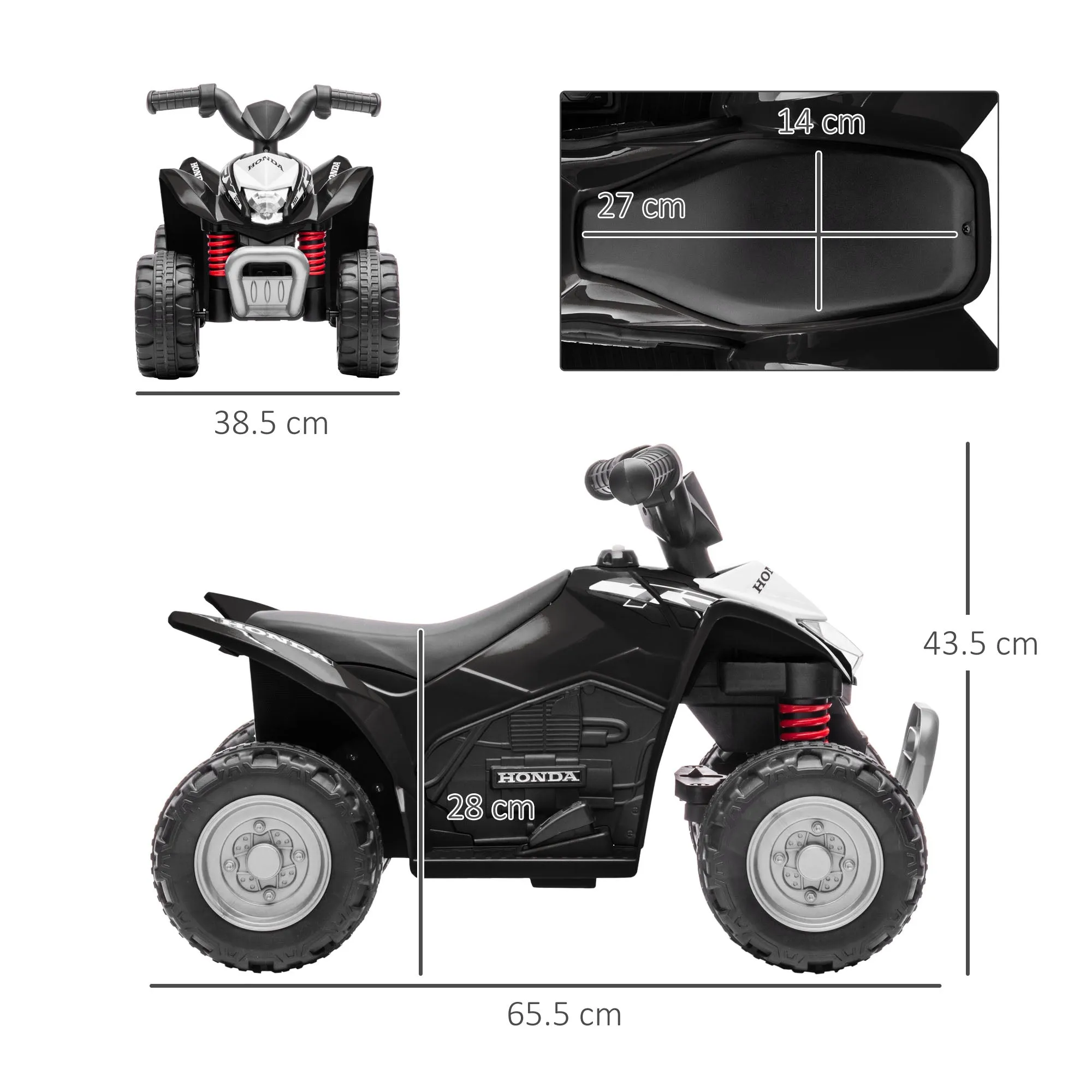 Aiya Play Kids Electric Ride On Honda Quad Bike 6v - Black