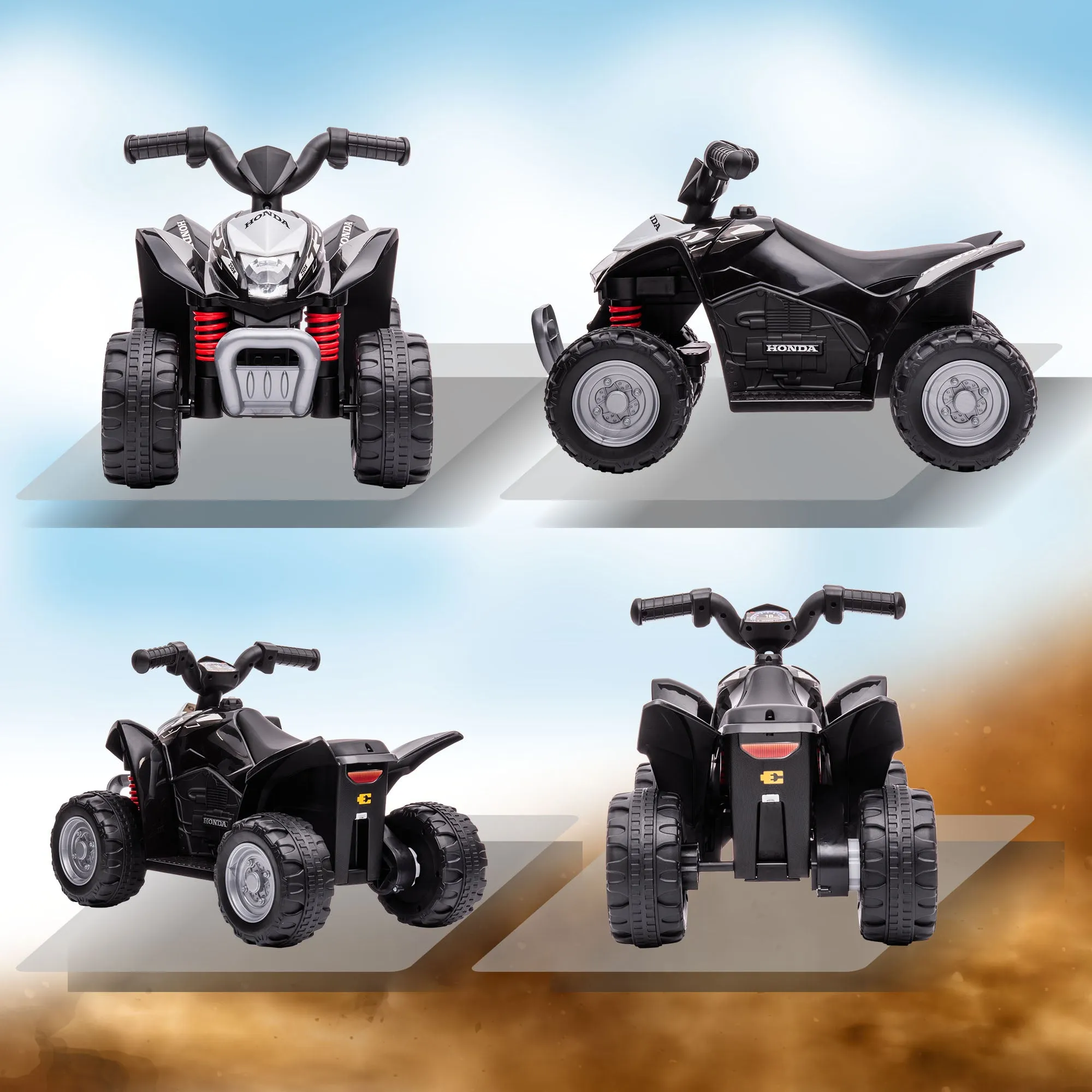 Aiya Play Kids Electric Ride On Honda Quad Bike 6v - Black