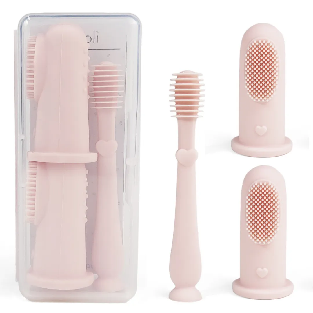 Ali Oli - Baby Finger Toothbrush & Tongue Cleaner Oral Set 3m  (Blush)