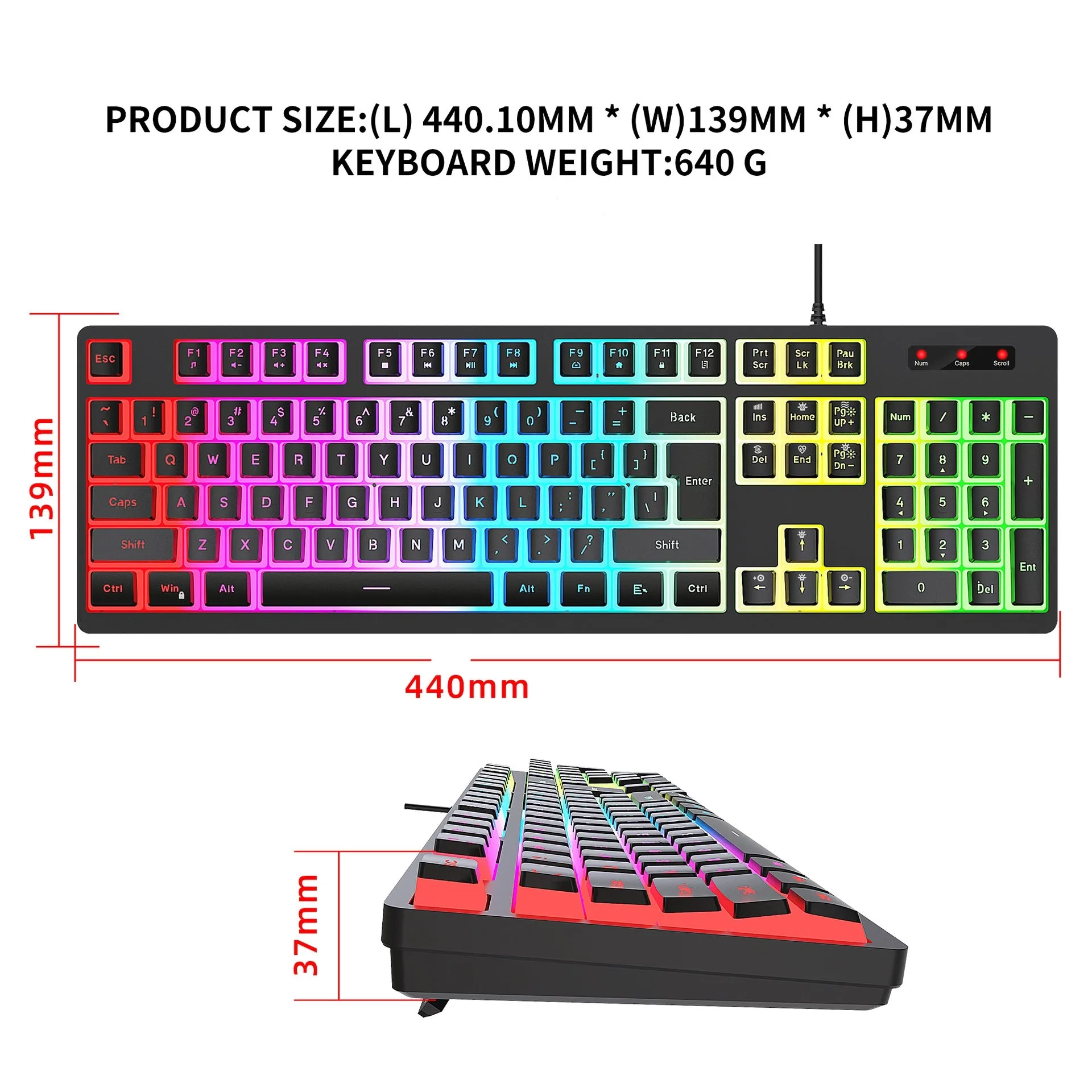 Anti-ghosting 104 Keys Membrane Wired Keyboard with RGB Backlit   7D 3600 DPI Gaming Mouse Combo