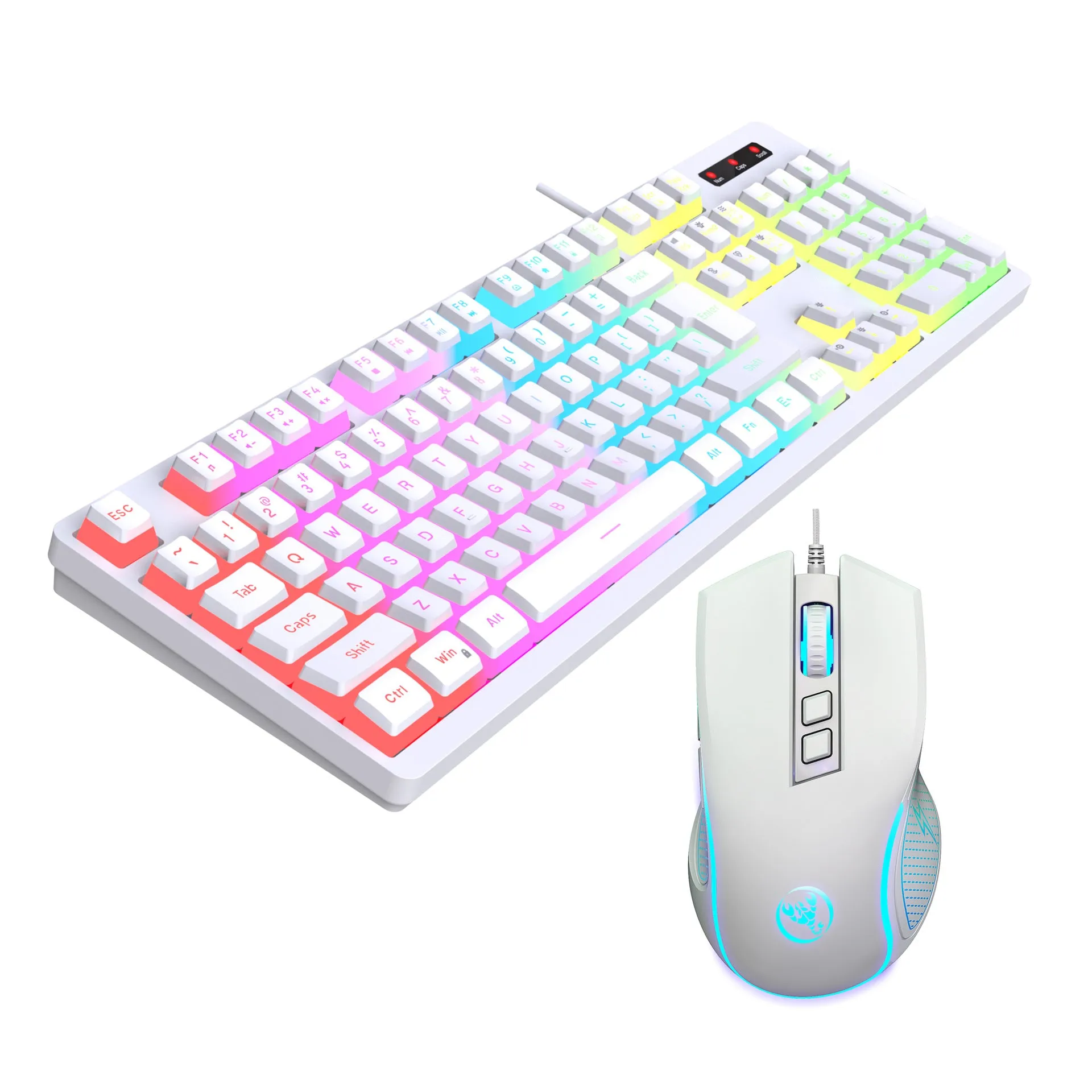 Anti-ghosting 104 Keys Membrane Wired Keyboard with RGB Backlit   7D 3600 DPI Gaming Mouse Combo