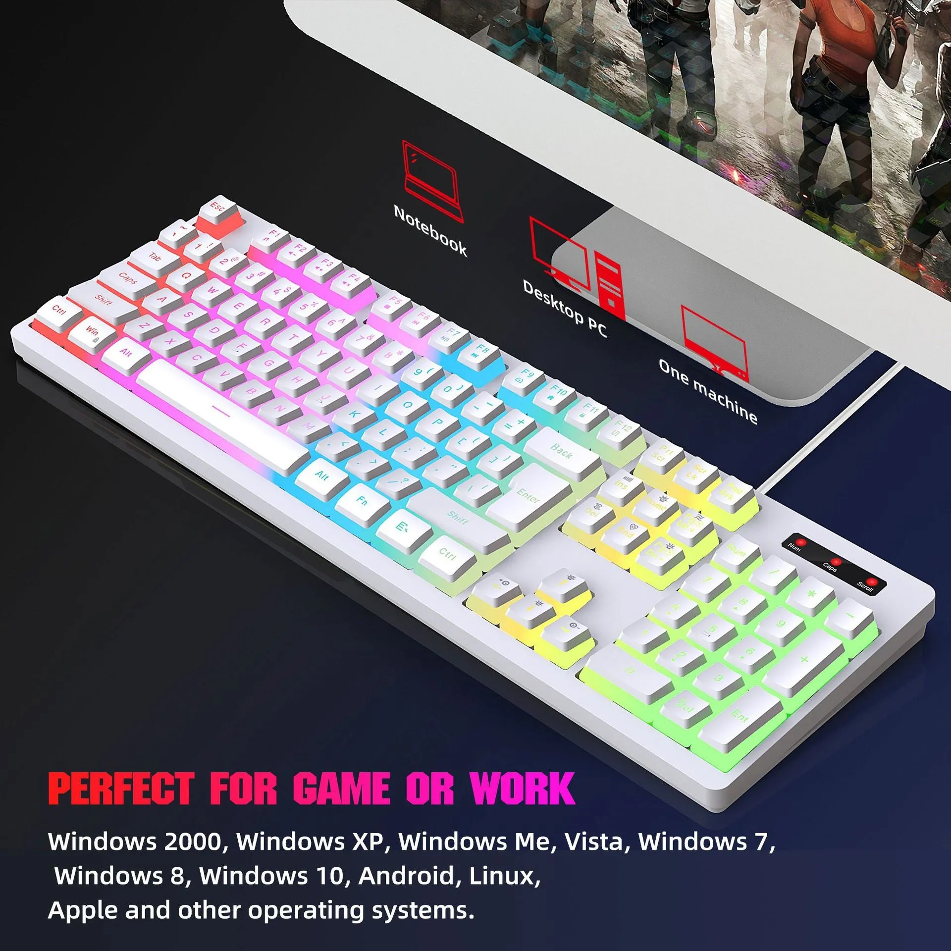 Anti-ghosting 104 Keys Membrane Wired Keyboard with RGB Backlit   7D 3600 DPI Gaming Mouse Combo