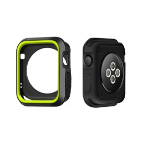 Apple Watch 42mm double color soft silicone case - Black   Green