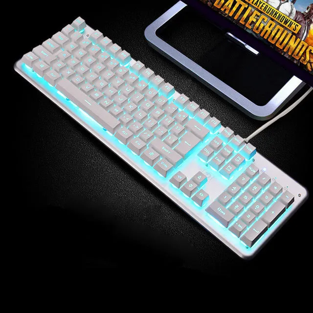 Backlit Gaming Keyboard Steampunk Retro Round/Square Keycap USB Wired Glowing Metal Panel Laptop Computer Russian Keyboard