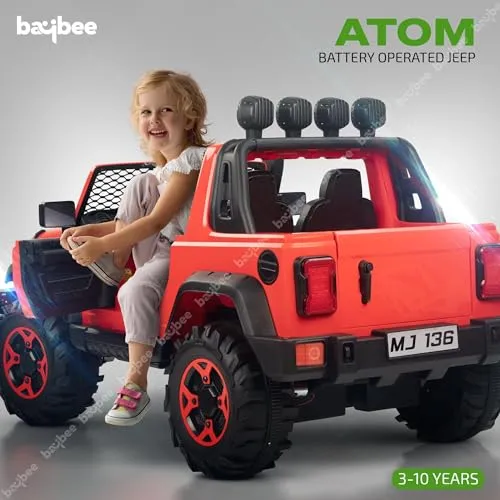 Baybee Atom Rechargeable Battery Operated Jeep for Kids, Ride on Toy Kids Car with Bluetooth, Music & Light