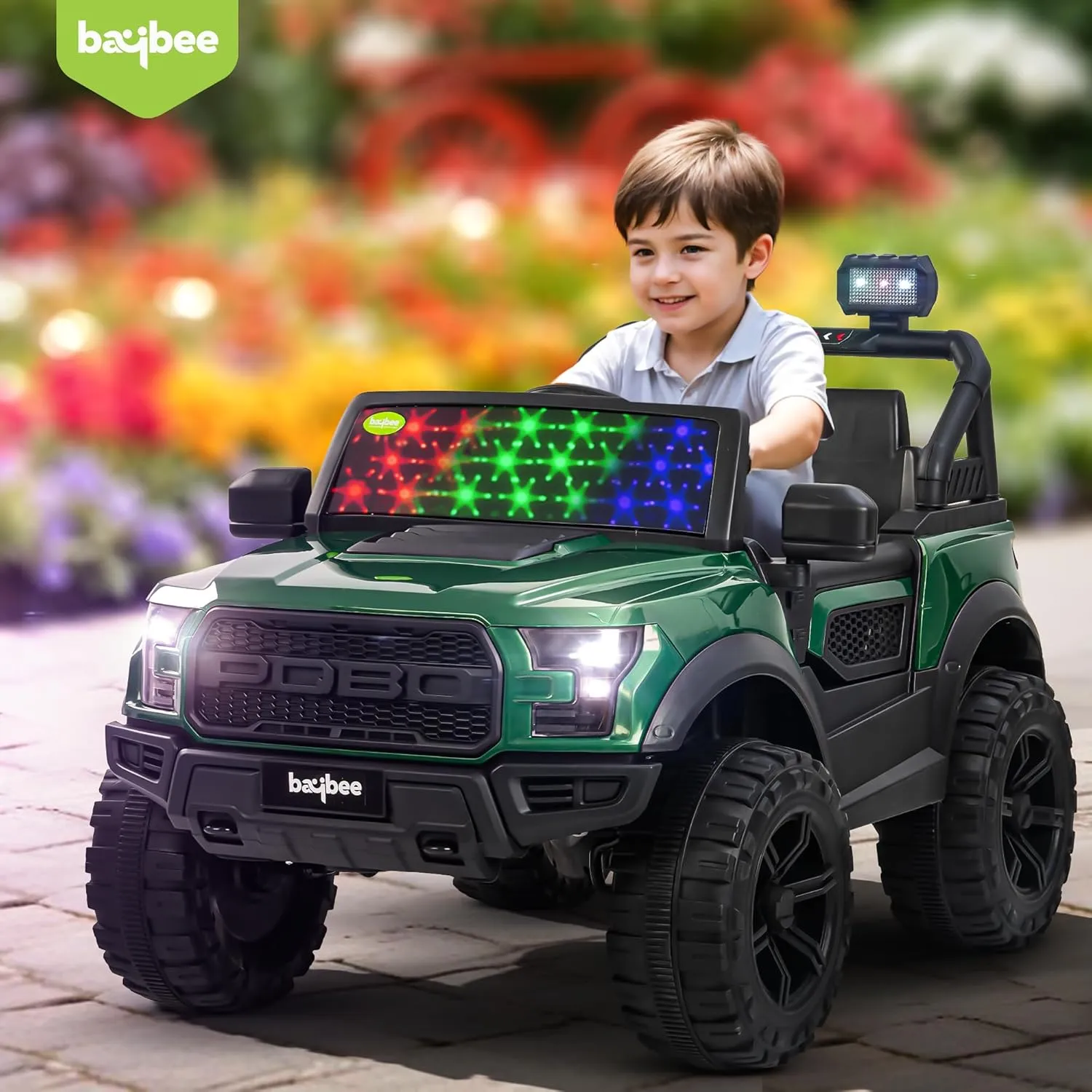 Baybee Bronco Battery Operated Jeep for Kids, Ride on Toy Kids Car with RGB Windshield Light & Music | Electric Jeep Battery Car