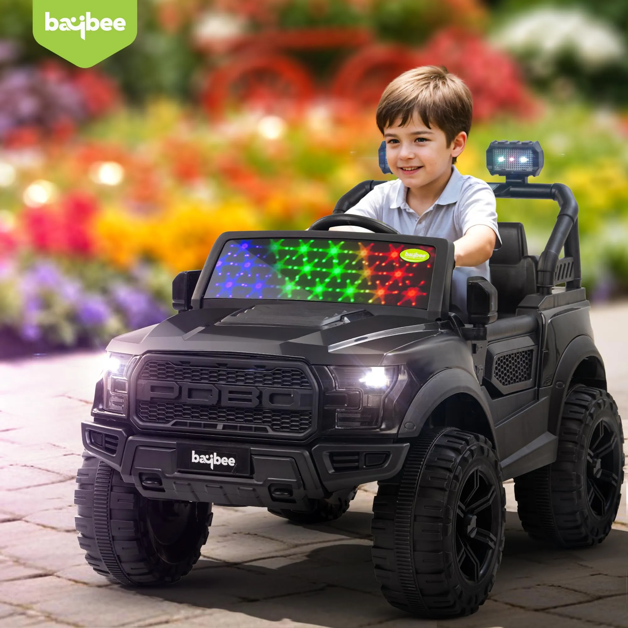 Baybee Bronco Battery Operated Jeep for Kids, Ride on Toy Kids Car with RGB Windshield Light & Music | Electric Jeep Battery Car