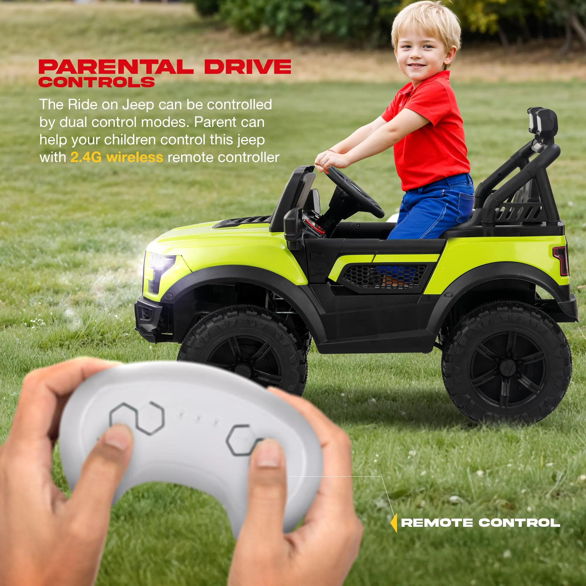 Baybee Bronco Battery Operated Jeep for Kids, Ride on Toy Kids Car with RGB Windshield Light & Music | Electric Jeep Battery Car