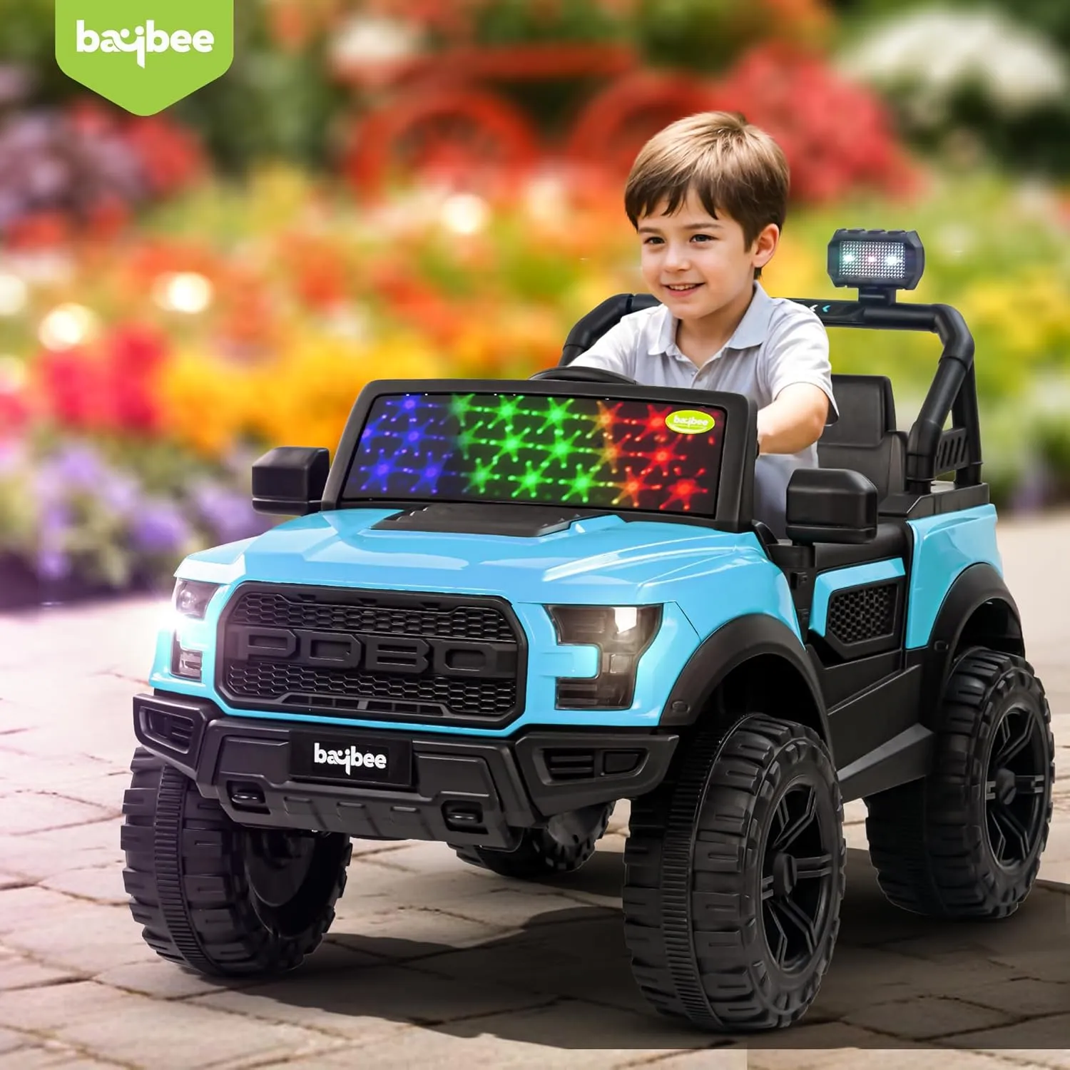 Baybee Bronco Battery Operated Jeep for Kids, Ride on Toy Kids Car with RGB Windshield Light & Music | Electric Jeep Battery Car