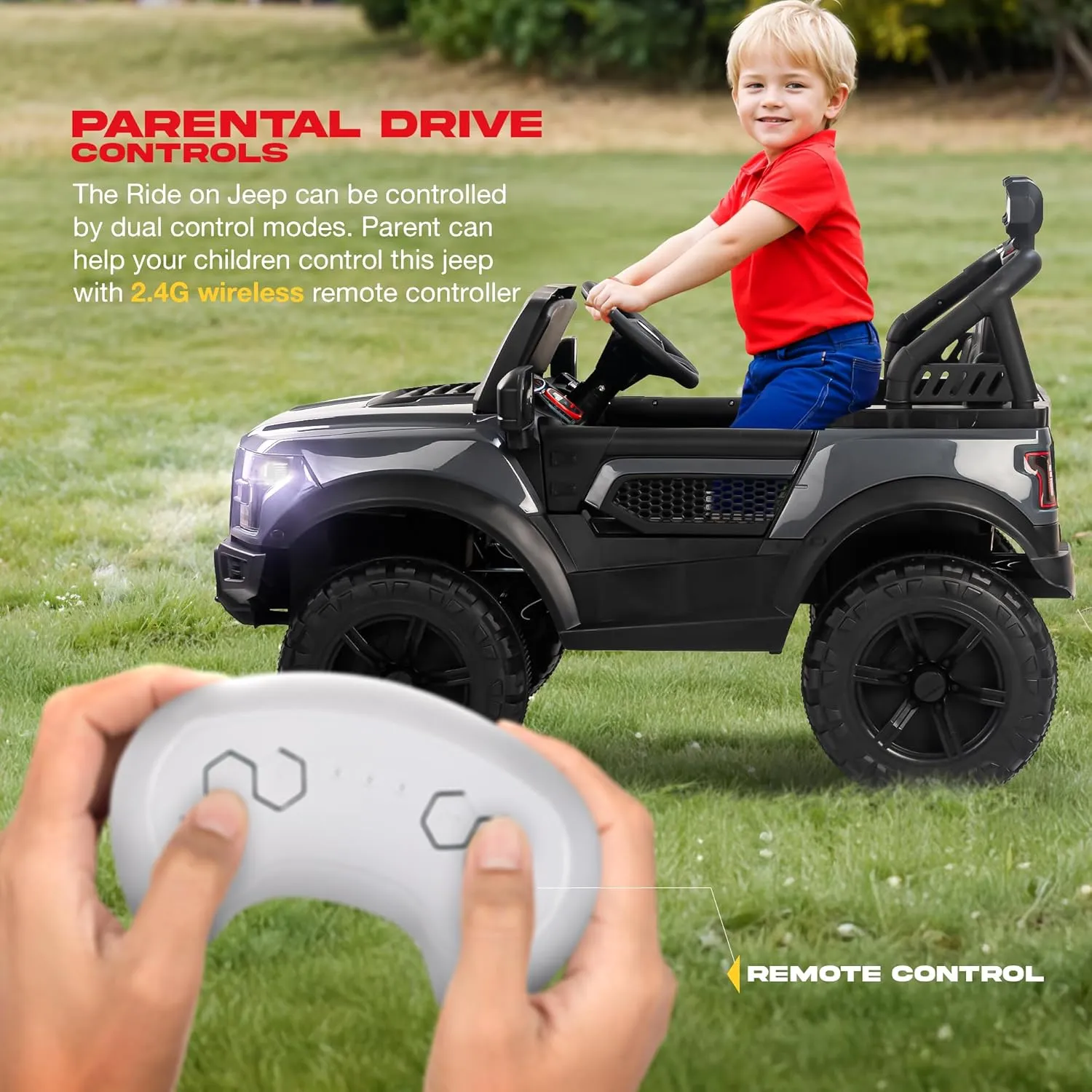 Baybee Bronco Battery Operated Jeep for Kids, Ride on Toy Kids Car with RGB Windshield Light & Music | Electric Jeep Battery Car