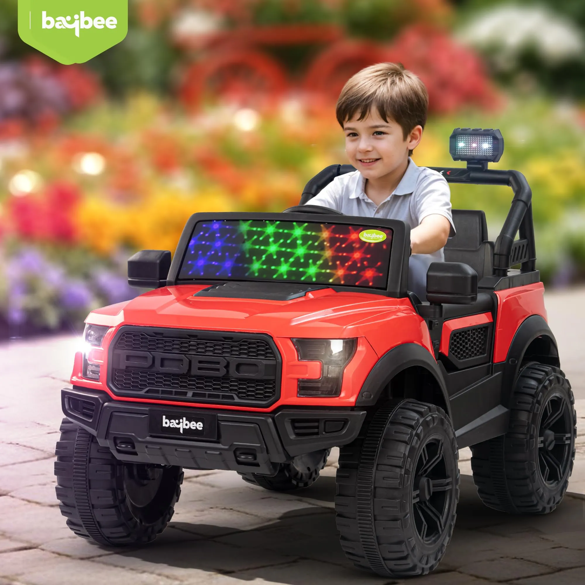 Baybee Bronco Battery Operated Jeep for Kids, Ride on Toy Kids Car with RGB Windshield Light & Music | Electric Jeep Battery Car