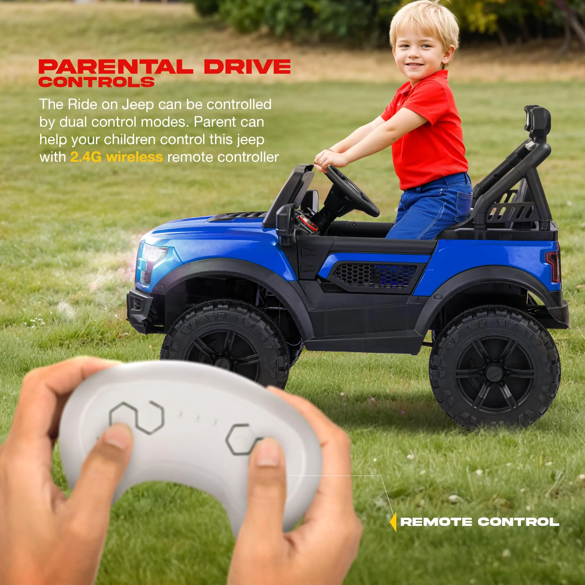 Baybee Bronco Battery Operated Jeep for Kids, Ride on Toy Kids Car with RGB Windshield Light & Music | Electric Jeep Battery Car