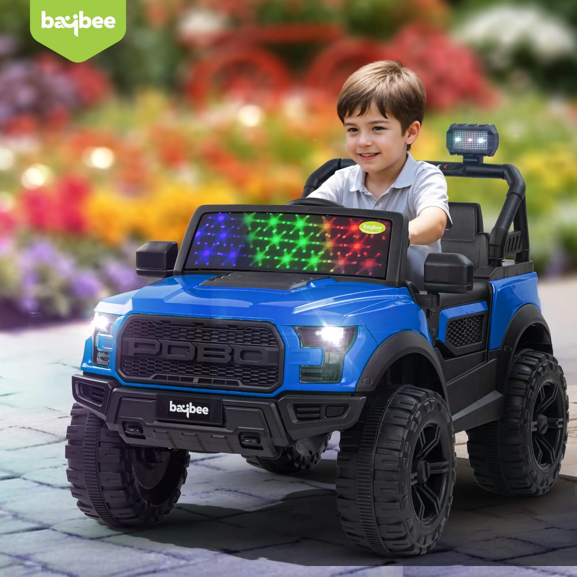 Baybee Bronco Battery Operated Jeep for Kids, Ride on Toy Kids Car with RGB Windshield Light & Music | Electric Jeep Battery Car