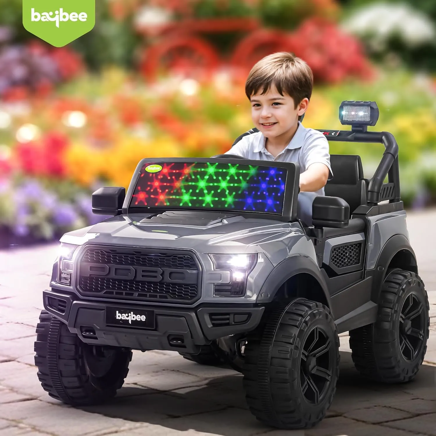 Baybee Bronco Battery Operated Jeep for Kids, Ride on Toy Kids Car with RGB Windshield Light & Music | Electric Jeep Battery Car