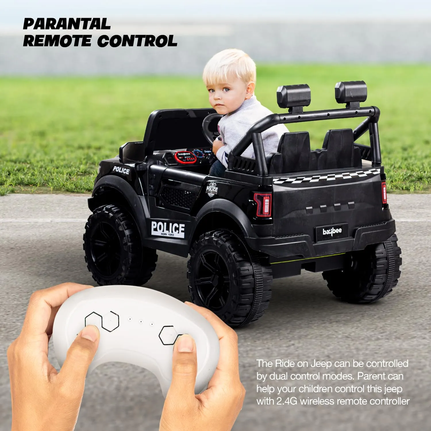 Baybee Bronco Battery Operated Jeep for Kids, Ride on Toy Kids Car with RGB Windshield Light & Music | Electric Jeep Battery Car