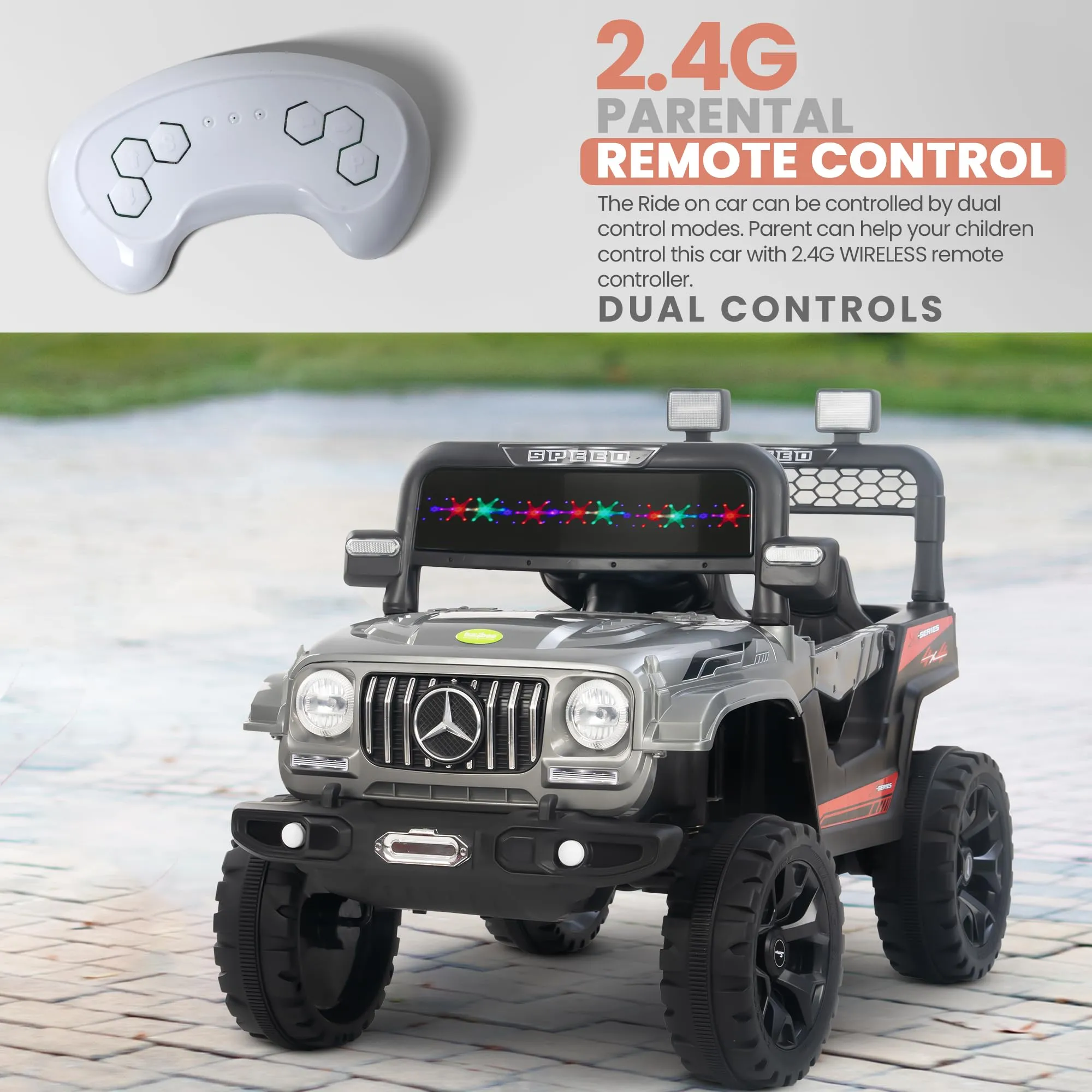 Baybee Maestro Battery Operated Ride on Electric Jeep Car for Kids | Ride on Baby Car with Music & USB, Kids Baby Big Car