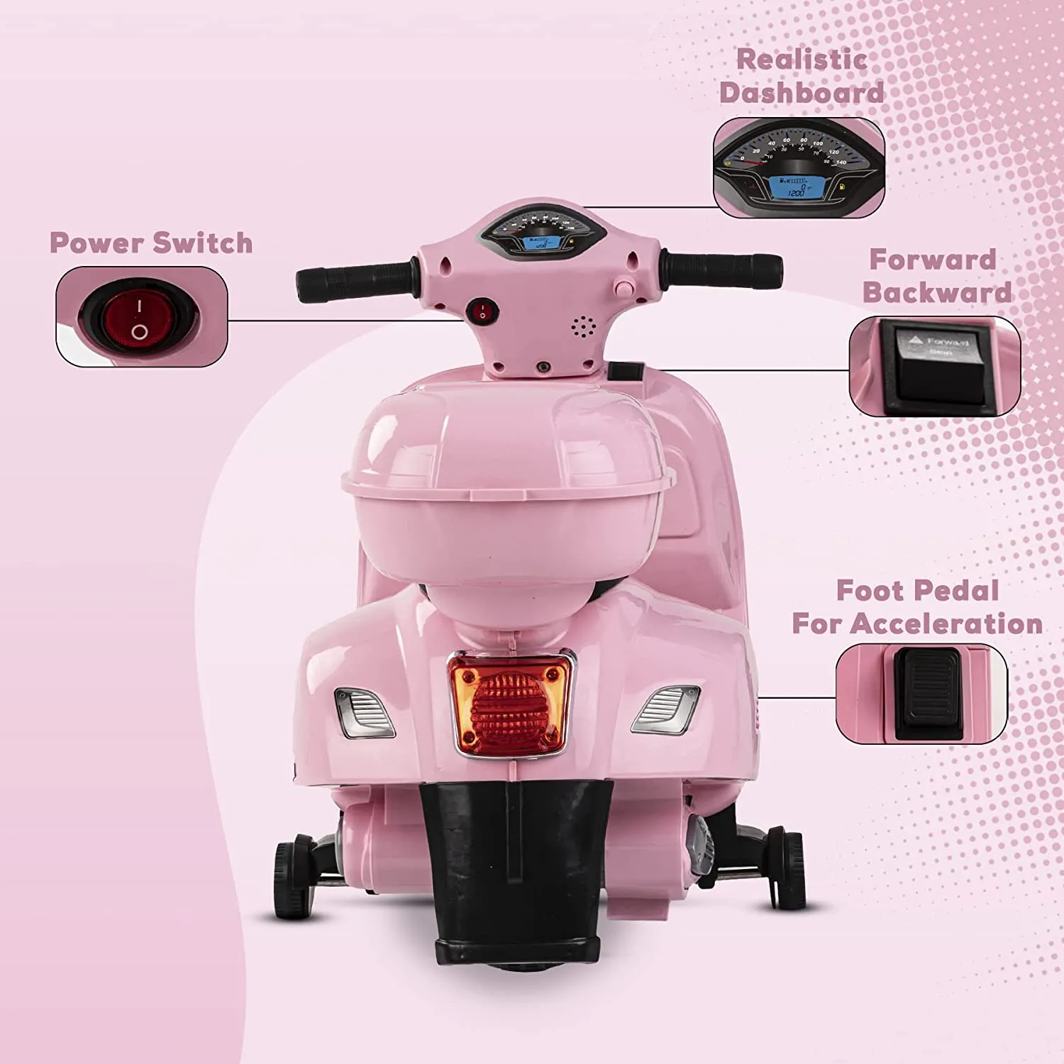 Baybee Mini Vespa Rechargeable Battery Operated Ride Electric Bike for Kids