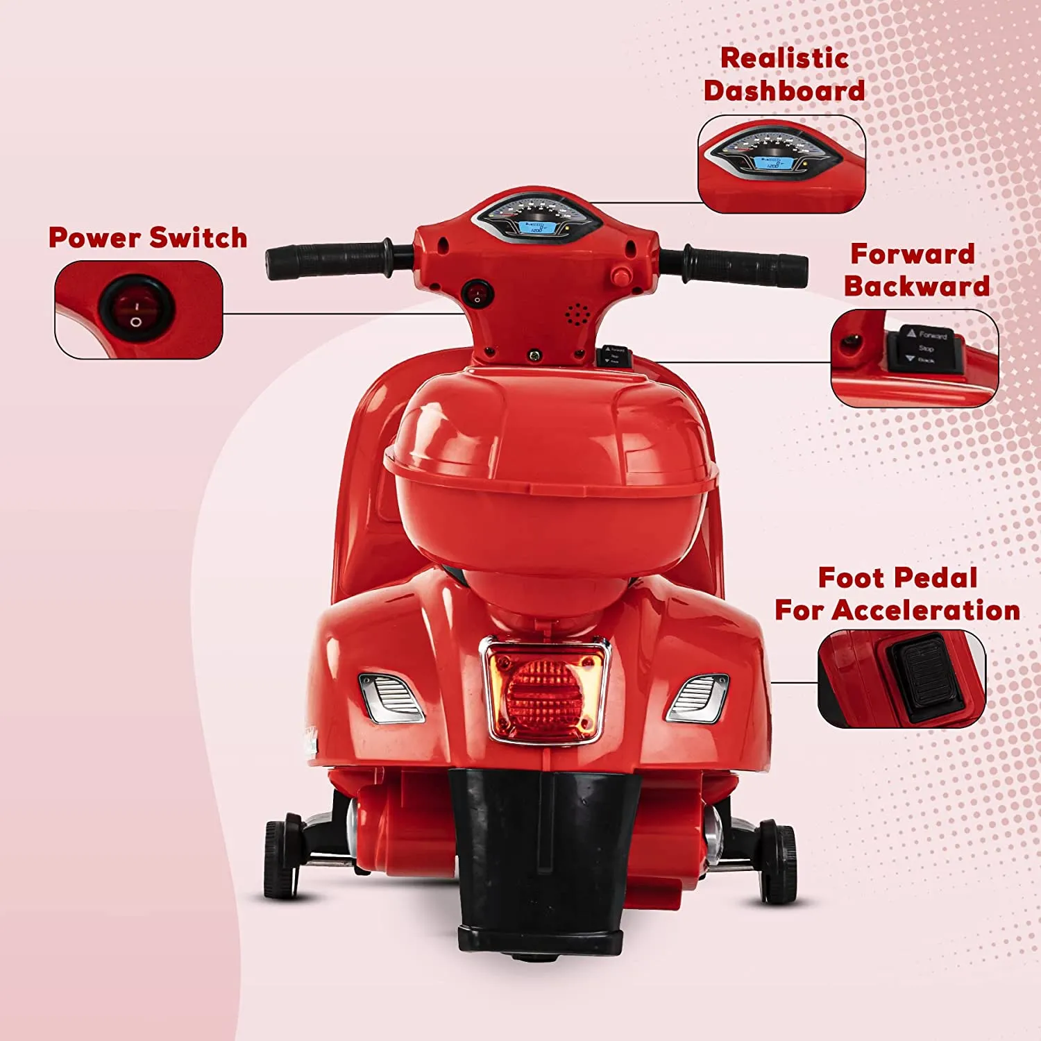 Baybee Mini Vespa Rechargeable Battery Operated Ride Electric Bike for Kids